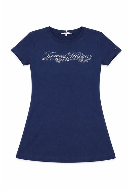 Camiseta Celeste Con Logo Gráfico De Corte Regular Tommy Hilfiger