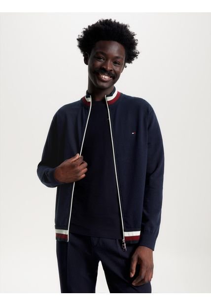 Saco Cárdigan Global Stripe De Corte Amplio Hombre Azul Tommy Hilfiger