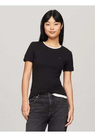 Camiseta Negra De Cuello Redondo Con Logo Tommy Hilfiger Tommy Hilfiger