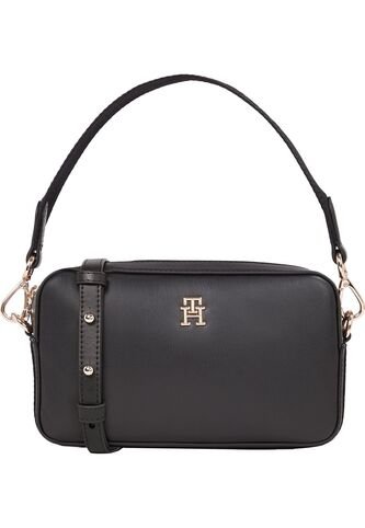 Bolso Negro De Hombro Con Insignia Del Monograma TH Tommy Hilfiger Tommy Hilfiger