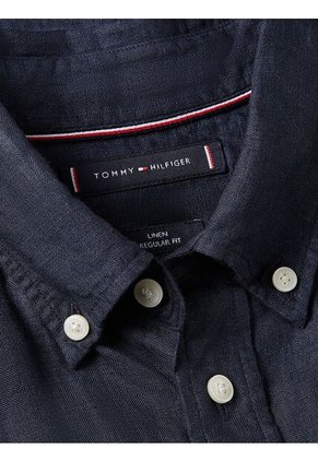 Camisa Azul Manga Corta De Corte Regular Tommy Hilfiger