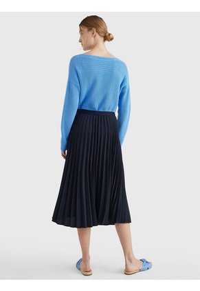 Falda Azul Midi Plisada Para Mujer Tommy Hilfiger