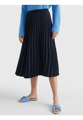 Falda Azul Midi Plisada Para Mujer Tommy Hilfiger