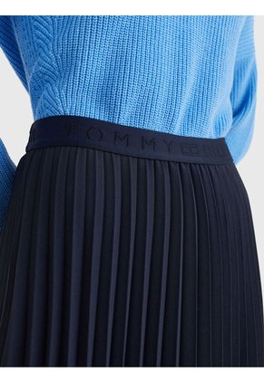 Falda Azul Midi Plisada Para Mujer Tommy Hilfiger