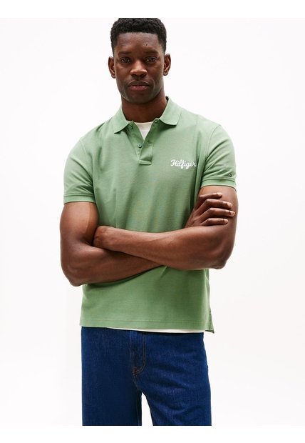 Polo Verde De Corte Regular Con Logo Gráfico Tommy Hilfiger