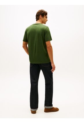 Camiseta Verde Con Cuello En V Y Logo Tommy Hilfiger