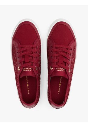 Tenis Rojo De Malla Con Monogramas Bordados Tommy Hilfiger