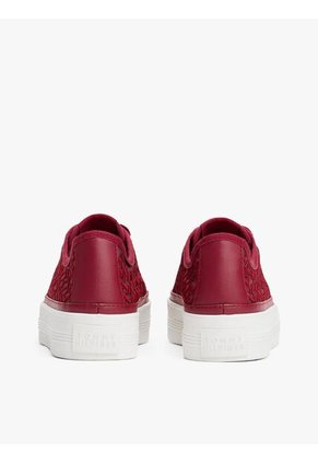 Tenis Rojo De Malla Con Monogramas Bordados Tommy Hilfiger