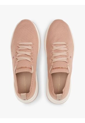 Tenis Beige De Punto Con Logo Bordado Tommy Hilfiger