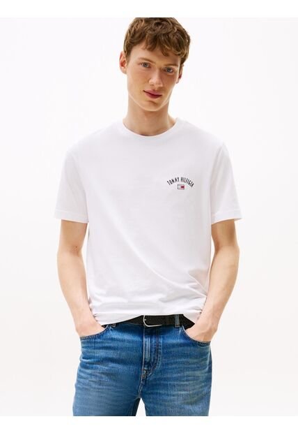 Camiseta Blanca Con Logo Gráfico Tommy Hilfiger