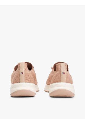 Tenis Beige De Punto Con Logo Bordado Tommy Hilfiger