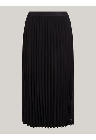 Falda Negro Midi Plisada Con Logo En La Cintura Tommy Hilfiger Tommy Hilfiger