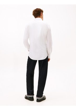 Camisa Blanca Slim Flex Con Textura Dobby Tommy Hilfiger