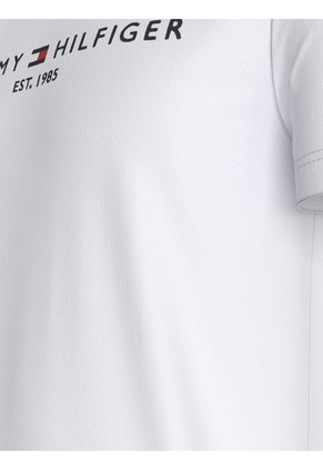 Camiseta Blanca Con Logo Bordado En El Pecho Tommy Hilfiger