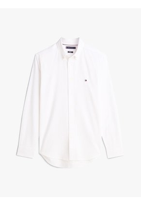Camisa Blanca Slim Flex Con Textura Dobby Tommy Hilfiger