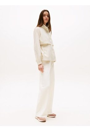 Tenis Beige De Punto Con Logo Bordado Tommy Hilfiger