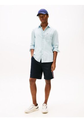 Camisa Azul De Chambray Con Bolsillo Tommy Hilfiger