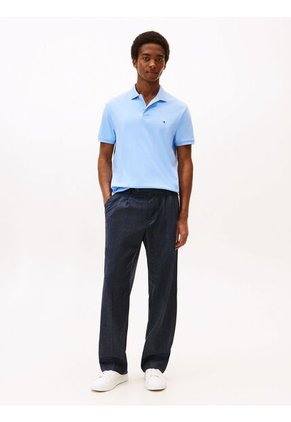 Polo Celeste De Punto Interlock De Corte Regular Tommy Hilfiger