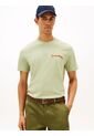 Camiseta Verde De Cuello Redondo Con Logo Tommy Hilfiger de Tommy Hilfiger