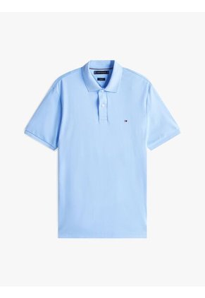 Polo Celeste De Punto Interlock De Corte Regular Tommy Hilfiger