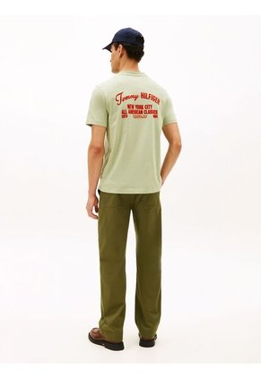 Camiseta Verde De Cuello Redondo Con Logo Tommy Hilfiger