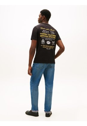 Camiseta Negra De Corte Amplio Con Gráfico Trasero Tommy Hilfiger