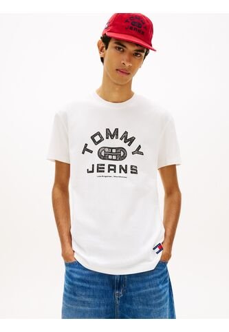 Camiseta Blanca De Punto Con Cuello Redondo Tommy Jeans Tommy Hilfiger