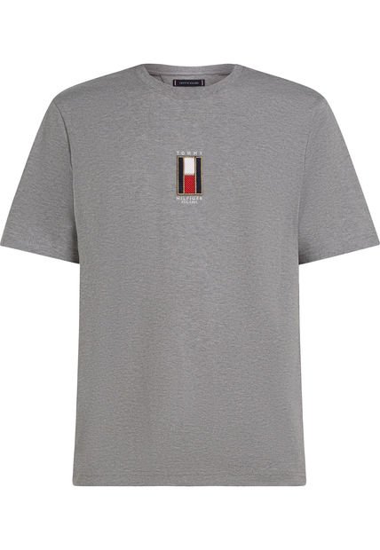 Camiseta Gris Con Logo Vertical Tommy Hilfiger