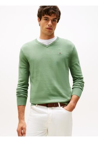 Saco Verde Con Cuello En V Y Logo Bordado Tommy Hilfiger Tommy Hilfiger