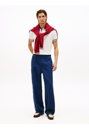 Polo Blanco De Corte Regular Con Ribeteado Tommy Hilfiger