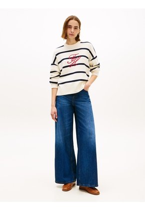 Saco Blanco Tejido Amplio De Punto Con Logo Bordado Tommy Hilfiger