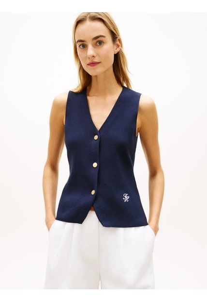 Chaleco Multicolor De Punto Premium Con Cuello En V Tommy Hilfiger