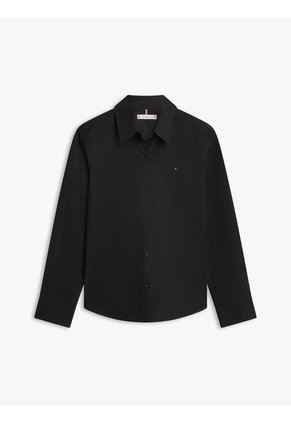 Camisa Negra A Rayas De Corte Regular Tommy Hilfiger