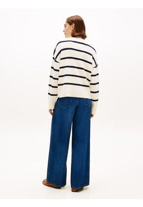 Saco Blanco Tejido Amplio De Punto Con Logo Bordado Tommy Hilfiger