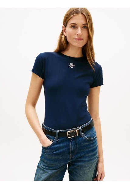 Camiseta Multicolor De Punto Con Logo Texturizado Tommy Hilfiger