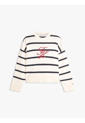 Saco Blanco Tejido Amplio De Punto Con Logo Bordado Tommy Hilfiger