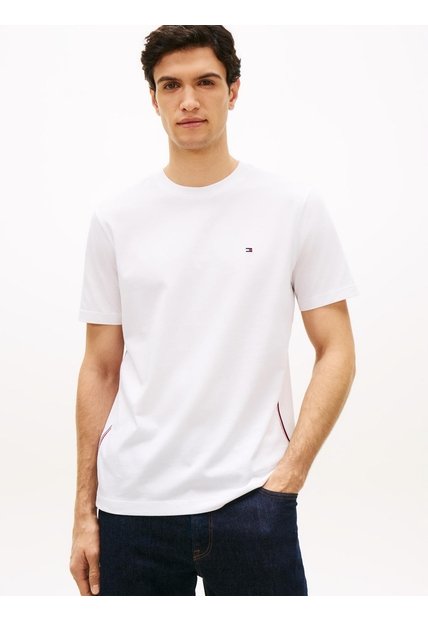 Camiseta Blanca De Punto Con Rayas Global Stripe Tommy Hilfiger