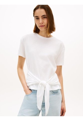 Camiseta Blanca Texturizada Amplia Con Lazo Tommy Hilfiger Tommy Hilfiger