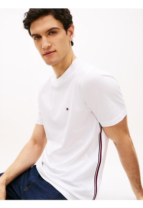 Camiseta Blanca De Punto Con Rayas Global Stripe Tommy Hilfiger