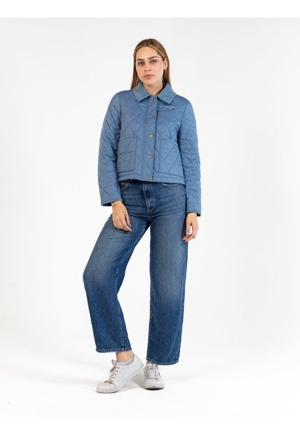 Chaqueta Azul Acolchada Quilted Con Logo Bordado Tommy Hilfiger
