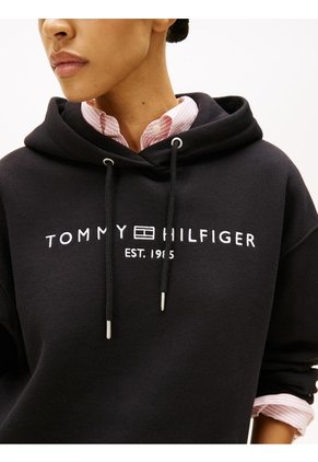 Buzo Negro Con Capota Y Logo Tommy Hilfiger