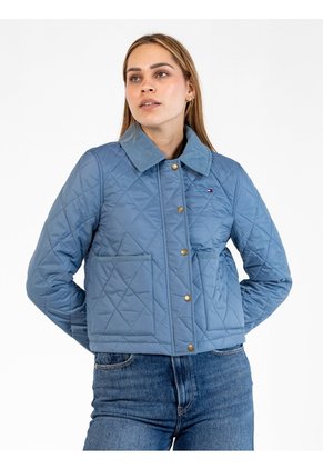 Chaqueta Azul Acolchada Quilted Con Logo Bordado Tommy Hilfiger