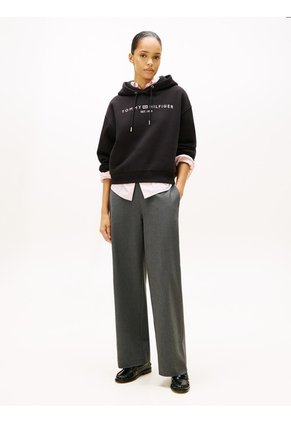 Buzo Negro Con Capota Y Logo Tommy Hilfiger