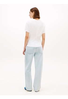 Camiseta Blanca Texturizada Amplia Con Lazo Tommy Hilfiger