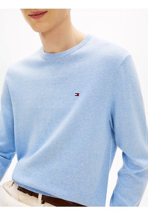 Saco Celeste De Cuello Redondo Con Logo Bordado Tommy Hilfiger
