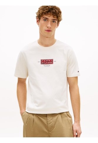 Camiseta Blanca De Punto Con Cuello Redondo Y Logo Tommy Hilfiger Tommy Hilfiger