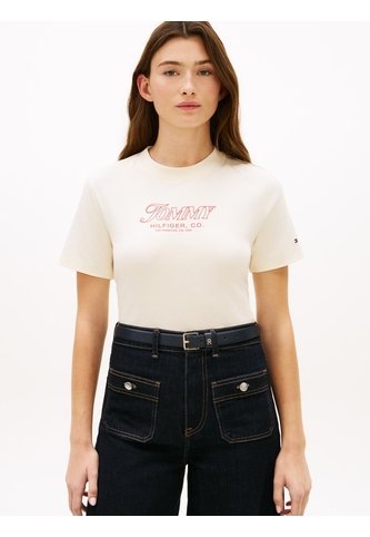 Camiseta Blanca De Punto Interlock Con Logo Tommy Hilfiger Tommy Hilfiger