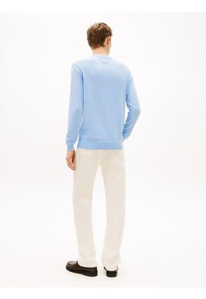 Saco Celeste De Cuello Redondo Con Logo Bordado Tommy Hilfiger