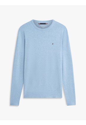 Saco Celeste De Cuello Redondo Con Logo Bordado Tommy Hilfiger