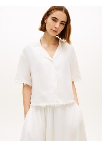 Camisa Blanca De Corte Amplio En Mezcla De Lino Tommy Hilfiger Tommy Hilfiger